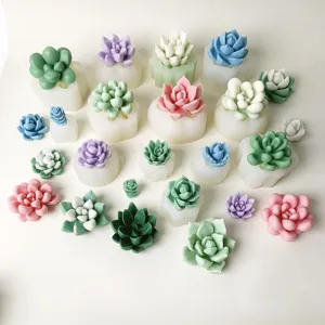 Succulent plant silicone molds for DIY scented candles, handmade soap and aroma diffusers.