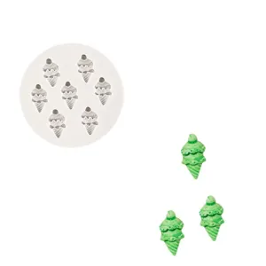7-cavity mini ice cream cone silicone mold for DIY candles, plaster, fondant, and cake decoration.