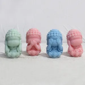 Chinese Zen little Buddha silicone mold 3D handmade candle gypsum ornament main detail view