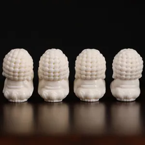 Mini buddha silicone mold detail view, showing exquisite curly hair and lotus base texture.