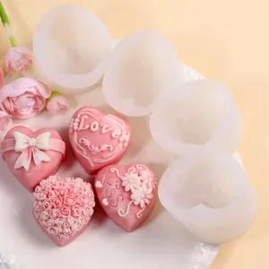 3D Herz Silikonform Blume Kuss Schokolade Fondant DIY Kerzen Seife Backform Form Set