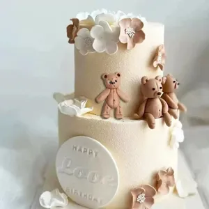Stampi in silicone orsetto per dolci, ottimi strumenti di decorazione torta con orsi e fiori.