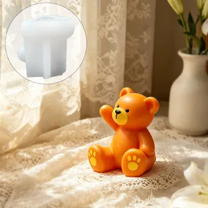 3D Bear Silicone Mold For DIY Aromatherapy Candle Plaster Car Ornament Handmade Sitting Bear Soap Resin Crafting Mold