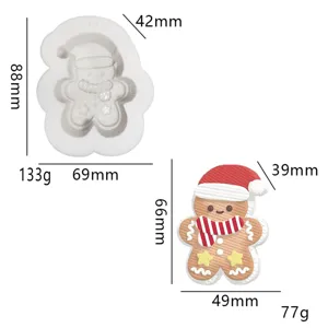 Dettagli dello stampo in silicone con dimensioni e peso per creazioni di pan di zenzero natalizie.