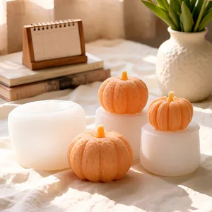 Pumpkin silicone mold for DIY handmade scented candles, resin crafts, and soap making.