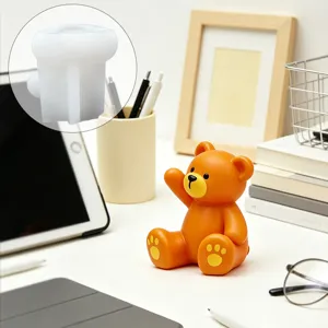3D Cute Sitting Bear Silicone Mold for DIY Aromatherapy Candle and Plaster Crafts