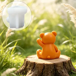 3D cute sitting bear silicone mold for DIY aromatherapy candles, plaster, and car decor main view.