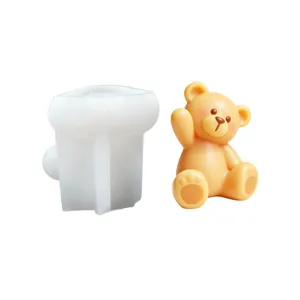 3D cute sitting bear silicone mold for DIY aromatic candles, plaster crafts and car ornaments.