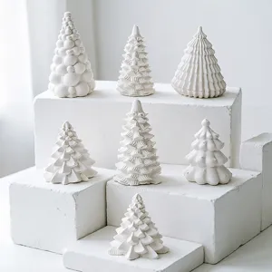 White plaster Christmas tree aroma diffuser stone decorative ornaments, multi-style set.