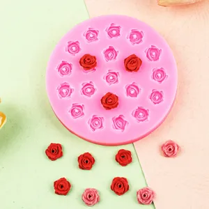 Mini siliconen roos bloem mal voor fondant taart chocolade decoratie en kaars maken ambacht.