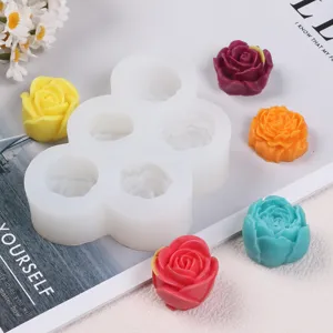 5-Loch Rosen Silikonform für DIY-Aromatherapie-Wachs, Seife und 3D-Blumen-Schokoladenherstellung.