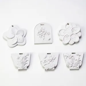 Plaster aroma stone diffuser hanging pendant floral mold set closeup detail view