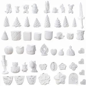 DIY 3D Silicone Mold For Plaster Aroma Diffuser Stone Christmas Tree Floral Figures Handmade Candle Craft Molding Tool