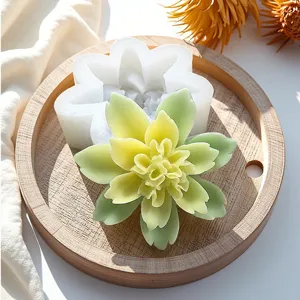3D lotus silicone mold for DIY aromatherapy candles, plaster, epoxy resin crafts, and home decor.