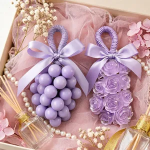 Lavande violette raisin et rose bougie parfumée savon fait main pendentif cadeau déco