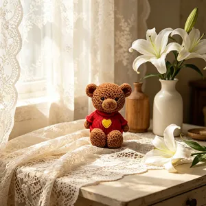 Geprüfte Teddybär Silikonform Detail, rotes Pullover Design für handgemachte Aromatherapie Wachs Kunst.