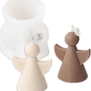 Silicone 3D angel candle mold and handmade aromatherapy wax ornament product detail view.