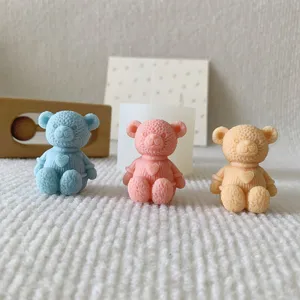 Süße gestrickte Bär Silikonform für Duftkerzen und Gips DIY Basteln Deko Geschenke