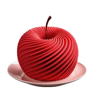 Vue détaillée du moule en silicone pomme 3D pour gâteau mousse, outil de dessert texturé en spirale.