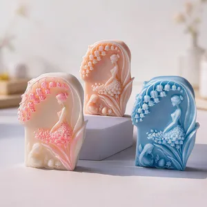 3D Lily Fairy Silicone Mold Relief Girl Aromatherapy Candle Mold Craft DIY Soap Making