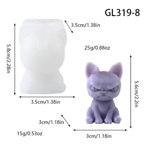 3D bulldog silicone mold and finished figurine detail showing accurate dimensions and weight specs.