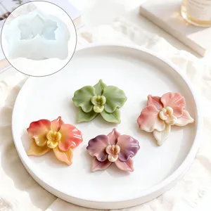 3D Phalaenopsis orchid silicone mold for DIY resin casting, scented candles, and plaster crafts.