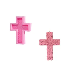 Vela aromatica de cruz de rosa conjunto molde de silicio flores en relieve decoracion hogar