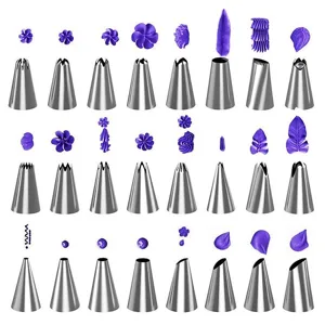 Edelstahl Tuelle Spritztuellen Set fur Kuchen Dekoration, verschiedene Blumen Backwerkzeuge.
