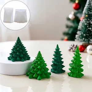 Moule à Bougie en Silicone 3D Sapin de Noël Plissé Ondulé Pin DIY Aroma Cire Moule en Plâtre Ornement Festif Outils de Fabrication de Savon