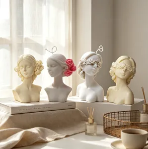 Exquisite abstract female bust portrait candles and decorative art ornaments for home decor.