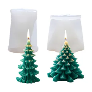 Moule à bougie en silicone sapin de Noël 3D pin plissé ondulé bougie parfumée DIY