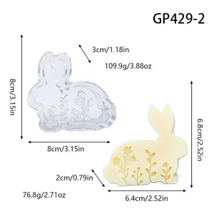 Moule en silicone lapin sculpté en 3D avec motif de plantes pour bougie parfumée