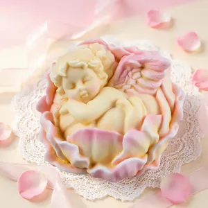 Moule en silicone fleur d'ange endormi 3D pour bougie parfumée et savon fait main.