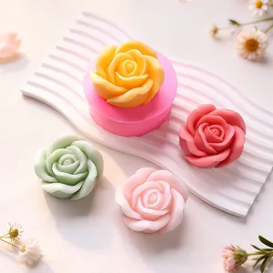Molde de silicona de rosa 3D para velas aromáticas DIY, jabones artesanales y chocolate.
