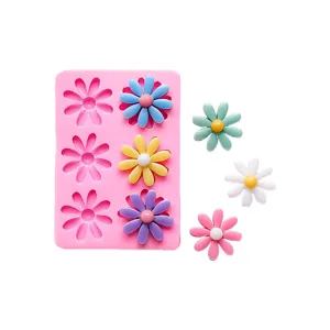 Stampo in silicone a 6 fori a margherita per cioccolato, decorazione torte e pasticceria.