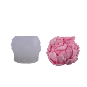 Moule en silicone fleur ange endormi 3D et ensemble d'outils de fabrication de bougies.