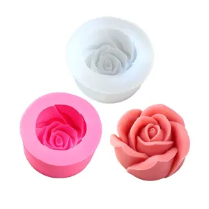 Molde de silicona rosa 3D para velas aromáticas jabón chocolate resina epoxi DIY repostería