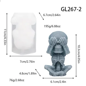 Silicone candle mold 3D skeleton skull casting mold DIY handmade soap resin epoxy craft tool