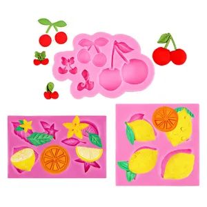 Food grade siliconen fruit mal set voor fondant chocolade taart bakken decoratie kers citroen.
