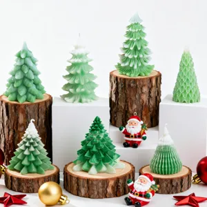 Moule en Silicone Sapin de Noël pour la Fabrication de Bougies Moule en Silicone de Bougie d'Aromathérapie Arbre à Fleurs de Rose 3D Outils de Bricolage d'Ornement de Table Décoratif de Noël