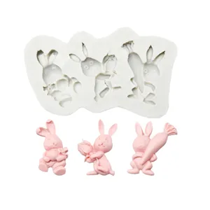 Paashaas Siliconen Vorm Ei Wortel Chocolade Cake Decorating Bakken Tool Voor Fondant Snoep Koekje Gebak DIY