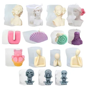 Silicone mold for DIY scented candles, abstract human busts, and creative resin soap crafts.