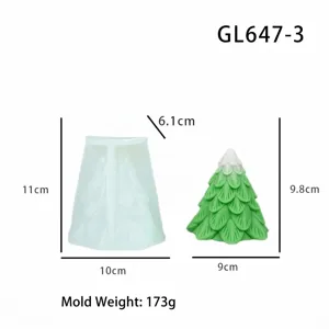 Ensemble de moule à bougie en silicone arbre de Noël avec dimensions et poids pour loisirs.