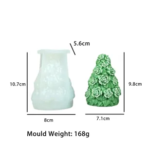 Moule en Silicone pour Bougie Arbre de Rose de Noel Forme de Feuille Decoration