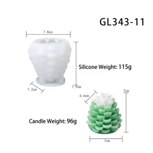 Moule à bougie en silicone arbre de noël avec dimensions et poids détaillés.