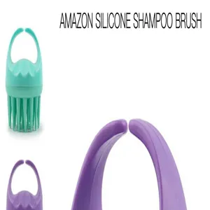 Nahaufnahme von ergonomischen Silikon-Shampoo-Massagebürsten in Minzgrün und Lila.