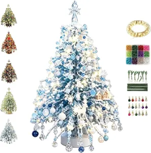 Comprehensive detail view of DIY beaded Christmas tree kit components including beads and lights