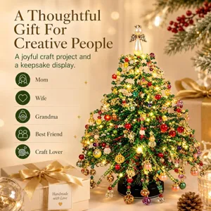DIY Beaded Christmas Tree Kit - A creative craft gift project and keepsake display.