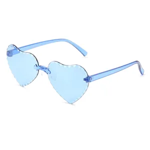 Kinder klare blaue Herz Sonnenbrille rahmenlos süße Mode Brille für Kinder Party Alltag
