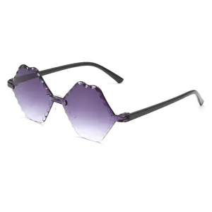 Bambini senza montatura sfumato viola labbra sole occhiali, carino poligono bimbo occhiale.